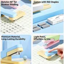 Small Square Sugar Stapler 360° Rotatable Office Stapler Morandi Handheld Stapler High-Value Home Use Center Stitching Stationery Gift - Multicolor - View 5