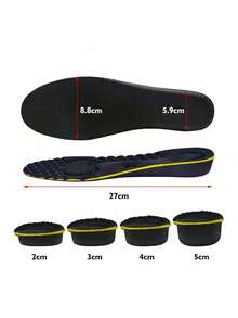 1 Pair Magnetic Arch Support Height Increasing Insoles, 2-4cm Invisible Massage Height Lift Full Length Shoe Pads For Men And Women, Suitable For Short People - Black - View 4