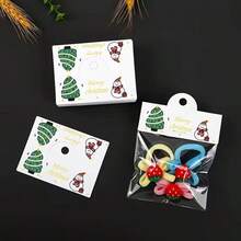 100pcs,Christmas-Themed Jewelry Display Bag, Perfect For Packaging Small Items Such As Bracelets, Earrings And Headwear For Small Businesses - Multicolor - View 3