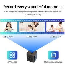 1 buah Kamera WiFi Mini 1080P HD Kamera Keamanan Rumah, Penglihatan Malam Inframerah Sudut Lebar 150°, Peringatan Deteksi Gerakan, Tampilan Jarak Jauh Melalui Aplikasi Ponsel, Dilengkapi Kartu SD 32GB untuk Perekaman Berulang Kamera Pengawasan untuk Dalam Ruangan, Kantor, dan Monitor Hewan Peliharaan, Baterai 450mAh - Hitam - View 6