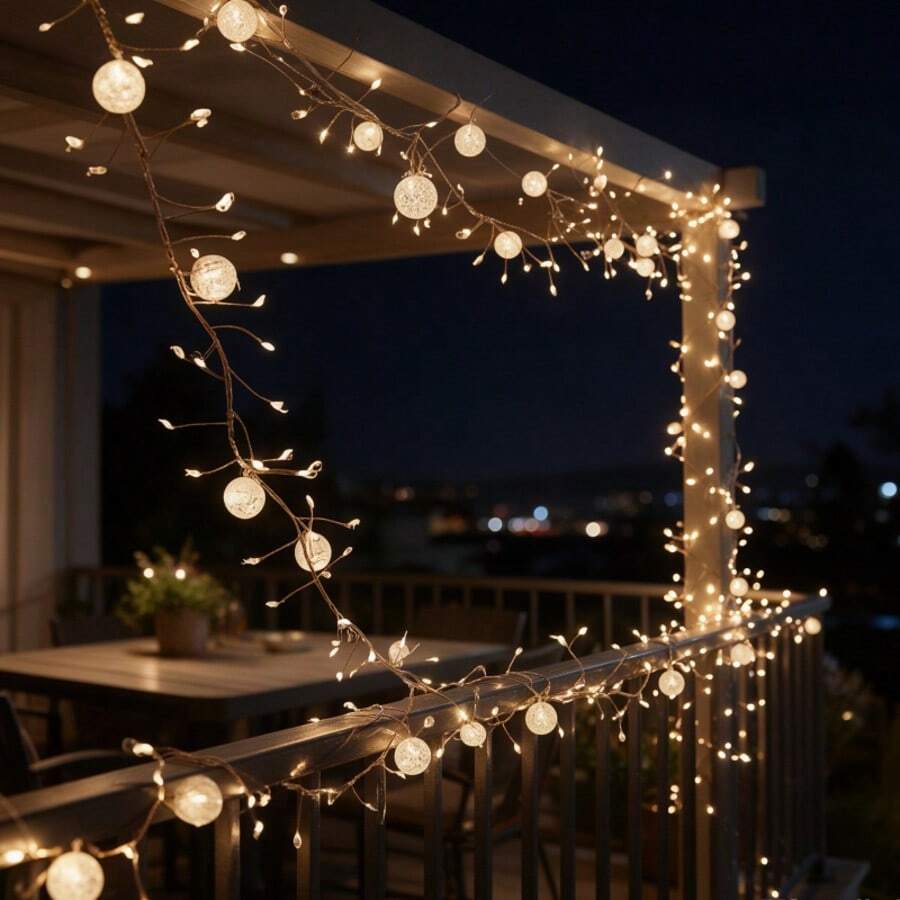 1pc Cracked Glass Ball String Lights LED Copper Wire Light Strip, Cracked Ball Lights, Battery Powered (Battery Not Included), Suitable For Bedroom, Home Decor, Family Gatherings, Birthday And Wedding - Ice Crackle Ball Firecracker Light - View 1