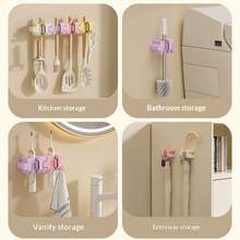 Soporte de Fregona Colorido, Gancho de Pared para Baño, Almacenamiento Colgante y de Pared sin Taladro - A - Ver 8