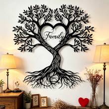 1pc Metal Silhouette Wall Decor - Tree Of Life Heart Shape, Home Wall Hanging Decoration, Bedroom Wall Art Sculpture - One Size Fits All - View 4
