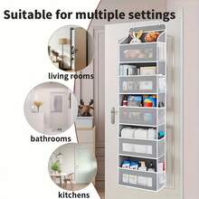 5-Tier Over-The-Door Storage Rack - 19.96Kg Weight Capacity Durable Hanging Storage Shelf, Door Hanging Storage Rack, Kitchen Door Storage Rack, Bedroom And Dressing Room Storage Rack, Foldable And Detachable Design, No-Drill Anti-Tilt Design, Multi-Functional Plastic Storage Box, Suitable For Bedroom, Bathroom, Room, Wardrobe, Kitchen, Easy-To-Clean Material - View 8