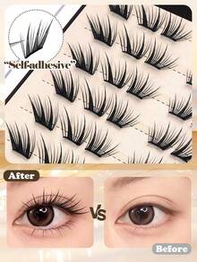 MAANGE 36 Clusters Glue-Free Fluffy Eyelashes, Slanted Fox-Style Cartoon Eyelashes With Pointed Tails, Enlarges Eyes, Creates Natural Makeup Look, No Glue Needed, Exquisite Packaging, False Eyelashes - C - View 8
