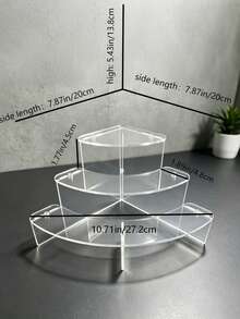 1pc Transparent Acrylic Fan-Shaped Tiered Display Stand, 3-Layer Or 4-Layer Optional, Jewelry, Figurines, Collectibles Multi-Layer Step Display Rack, Detachable Acrylic Display Storage Shelf - 3-tier Fan-shaped Display Stand - View 8
