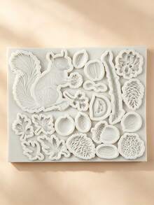 Fall Squirrel Acorn Pinecone Maple Leaf Silicone Fondant Mold Non-Stick Chocolate Candy Baking Tool For Cake Decoration DIY,Cupcake Topper Candy Polymer Clay Gum Paste - Light Grey - View 5