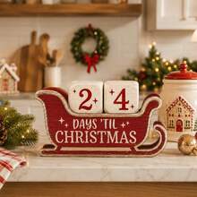 Cross-Border New Wooden Christmas Sleigh Calendar Sign Tabletop Decor For Dining Table Atmosphere Decoration - A - View 2