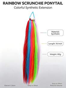 16inch 60g Halloween Colorful Ponytail 50cm Colored Wig Ring Colorful Ponytail - Multicolor - View 2