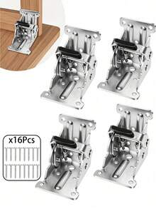 4pcs/Set Heavy-Duty Folding Hinge Bracket With Locking Mechanism & Adjustable 0-90° Extension Table Leg Support - Foldable Self-Locking Suitable For Table, Chair, Bed Legs, Installation With Screws For - A - View 12