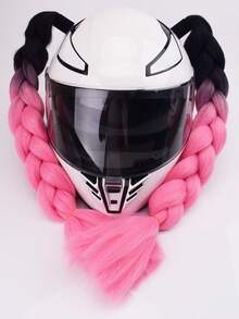 2pcs/Set Helmet Decorative Wig Braids, With Suction Cups And Double-Sided Adhesive, Motorcycle Helmet Wig Braids, Multiple Colors Bicycle Helmet Braids Hair Tail (Helmet Not Included) - Multicolor - View 14