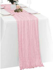 1/2/5pcs Light Pink Cheesecloth Table Runner Bohemian Gauze Fabric Tablecloth Suitable For Wedding Party Birthday Home Decor 2027 New Year Decoration - Multi-color - View 1