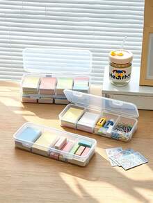 4-Compartment Storage Box, Snap-Lock Transparent PP Material, Multi-Functional Storage Box With Lid, Suitable For Poker Cards, Learning Stationery, Erasers, Creative Tools Storage, Portable Divided Organizer Box, Suitable For Office Desk, Living Room, Drawer, Bedroom And Other Scenes Organization And Storage Tools, Crafts, Cards, Card Games, Plastic Storage Box, Compact Storage Box, Minimalist Storage, Lightweight Storage - Multicolor - View 7