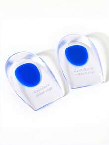 2 Pairs Unisex GEL Gel U-Shaped Heel Pads Transparent Sports Shock-Absorbing Height-Increasing Half-Size Heel Inserts - Blue - View 4