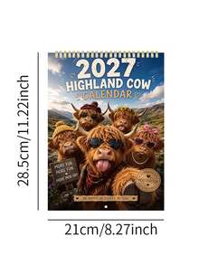 2027 Calendar Highland Cow Theme 12 Unique Exquisite Monthly Planner Schedule Display, Birthday Home Indoor Decor Accessory, Christmas Gift, New Year Gift - Multiple Styles - View 8