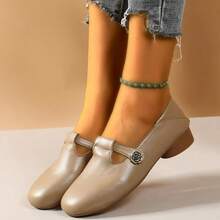 Spring/Autumn New Solid Color Round Toe Women's Flat Shoes, Fashionable Daily Commute Buckle Flat Shoes - Khaki - View 17