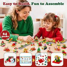 2026 Christmas DIY Holiday Calendar Train Building Block Set 24pcs Christmas Countdown Train, Includes Christmas Train, STEM Educational Toy Gift For Children 3 Years And Above, Christmas Gift, Christmas Decoration Toy - Multicolor - View 4