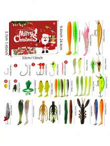 Christmas Fishing Advent Calendar, Fishing Lures Tackle And Bait Countdown Gift Set, Holiday Surprise Gift For Fishing Enthusiasts And Anglers - Multicolor - View 11