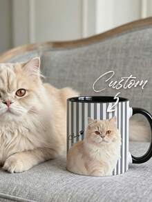 Customizable 11oz Ceramic Coffee Mug, Personalized With Photo, Text And Logo, Holiday Commemorative Cup, Suitable For Office, Home, Father's Day, Valentine's Day Gift, Applicable For Birthday, Engagement, Wedding, Graduation (Single-Sided/Double-Sided) - Multicolor - View 4