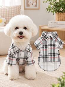 Kemeja Hewan Peliharaan Gaya Inggris Kotak-kotak Slim Fit Bahan Polyester, Cocok untuk Kucing dan Anjing Kecil hingga Sedang, Atasan Kasual Musim Panas, Tidak Cocok untuk Anjing Besar, Ukurannya Kecil, Disarankan Membeli 1-2 Ukuran Lebih Besar dari Biasanya - MultiWarna - View 2