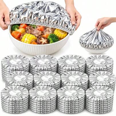 1/10/20/30/50/60/100 piezas Cubierta aislante de papel de aluminio, adecuada para cocina y mesa de comedor - Reutilizable, adecuada para picnic, camping y uso doméstico, Cubierta aislante de alimentos para camping | Cubierta de alimentaria | Película de preservación de alimentos reutilizable, almacenamiento en refrigerador