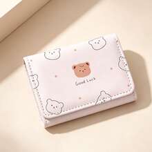 Cartoon Bear Short Wallet, Three-Fold Student Print Folding Coin Purse, Cartoon Coin Purse Card Holder, Suitable As Holiday Gift For Women, Birthday Party - Multicolor - View 7