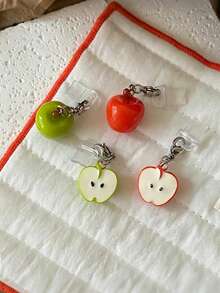 Cute Apple Shaped Phone Dust Plug Pendant, Waterproof Dustproof Fruit Design Phone Interface Plug, Adorable Decorative Phone Dust Plug, Sweet Aesthetic Phone Case Pendant Accessory - Multicolor - View 5