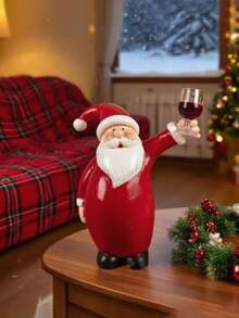1pc Resin Decorative Ornament Red Wine Christmas Santa Claus Multiple Styles Home Bedroom Desk Christmas Decoration - Christmas Style - View 4