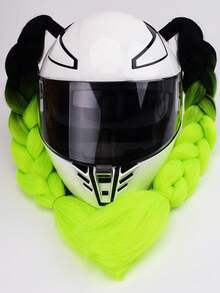 2pcs/Set Helmet Decorative Wig Braids, With Suction Cups And Double-Sided Adhesive, Motorcycle Helmet Wig Braids, Multiple Colors Bicycle Helmet Braids Hair Tail (Helmet Not Included) - Multicolor - View 15