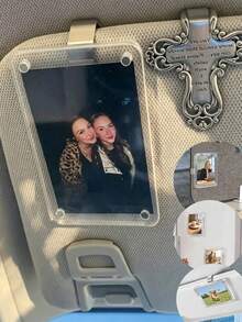 Magnetic Car Sunshade Photo Frame DIY Car Interior Decor, Couple Gift, Pet Family Memorial Photo Frame Clip, Car Interior Accessories - Multicolor - View 2