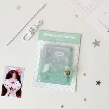 Ins Transparent Glitter Heart Angel Wings Pocket Mini Photo Album, 2 Inch Idol Card Collection Book, Bag Charm Card Holder - Multicolor - View 14
