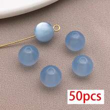 50pcs Multicolor 8mm Cat Eye Resin Round Beads Smooth Polished Loose Beads With Hole For DIY Handmade Beading Jewelry Making Craft Supplies - Multicolor - View 18