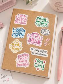 1/2/4PCS Girls' Notebook With Inspirational Stickers, Thick Paper Diary With Waterproof Positive Quote Stickers, DIY Aesthetic Notebook, Suitable For Writing, Recording, Planning And Scrapbooking, Student, College, Office Supplies And Gift Choice - Multiple Styles - View 3