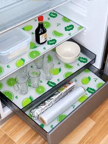 4pcs Reusable Thickened Refrigerator Mats - Lemon Pattern, Drawer Liners, Moisture-Proof Mats, Suitable For Refrigerator And Kitchen Decor, Kitchen Essentials/Tools/Supplies/Accessories, Halloween, Christmas, Kitchen Accessories - View 9