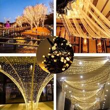 1 String 20/50/100/200 LED Solar String Lights, Green Wire 8 Modes, Outdoor Decor For Christmas, Wedding, Garden, Party, Halloween, Purple/Warm White/White/Multi-Color - Solar String Lights - View 2