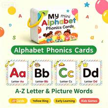 27pcs Alphabet Flash Cards Set, Double-Sided Cognitive Cards, Learn Colors, Animals And Letters, Suitable For Children To Practice Letter Pronunciation, Includes 26 Letters, Matching Words And Explanations, Ideal Back To School Supplies - Multicolor - View 5