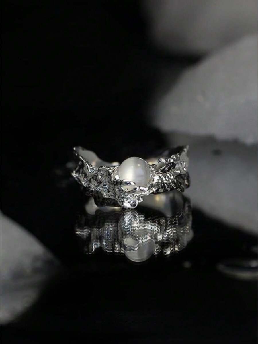 Original Design New Chinese Style Rising Sun & Shy Moon Couple Rings Women's High-End Open Ring - Silver - View 1
