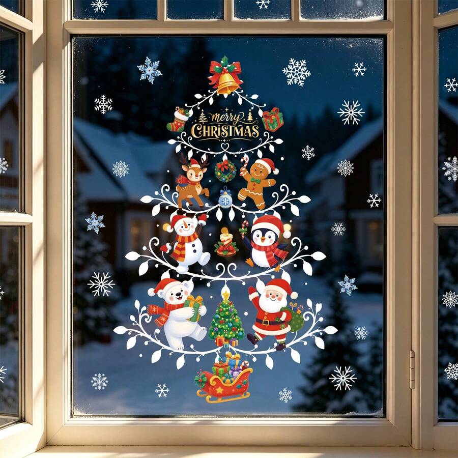 1pc Removable No Residue Waterproof Self Adhesive Christmas Window ...