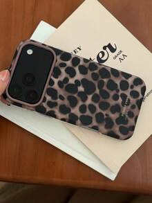 Minimalist Leopard Print Phone Case Compatible With Apple 18 Pro Max, 17 Pro, 16, 15, Full Coverage Anti-Drop Protective Soft Shell, Niche Design, Premium Feel, Girly Style - Brown - View 2