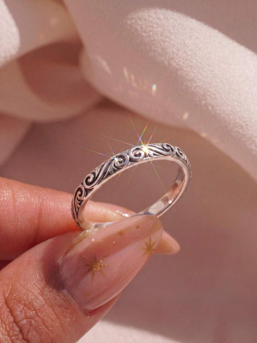 1pc Carved Ring, Exquisite And Unique, Suitable For Balls, Gatherings And Parties, High-Quality Women's Jewelry Gift