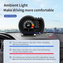 OBD + GPS HUD P6 Car OBD Head Up Display HUD On Board Computer Digital Speedometer Water Temp Fuel Consumption Slope Meter - A - View 6