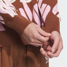 Adidas Autumn/Winter Unisex Retro Knit Pullover Sweater, Couple Style Fashion Contrast Color Knit Sports Pullover Sweater JL8368 - Dark Brown/Pink - View 4