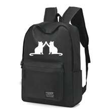 1pc 4.*3.*12cm Backpack, White Minimalist Cat Print, Girls Campus Backpack, Boys Backpack, Suitable For Campus, Short Trips, Shopping, Travel, Students Daily Commute, Large Capacity Compartment Can Store Laptop And Various Learning Supplies. Fashionable Campus Backpack Suitable For All Seasons. - Backpack - View 12