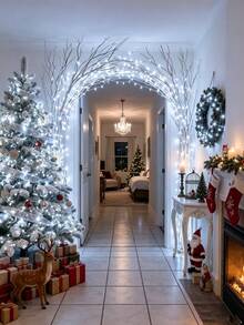 1pc Christmas Decoration LED Light String, Battery Powered, Indoor Room Wall Decoration Light, Holiday And Birthday Party Decoration Light, Outdoor Courtyard Decoration, Christmas Tree Decoration, Christmas Decoration Light String, Christmas Supplies - Clear - View 6