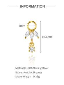 1pc 925 Sterling Silver Earring Pendant, Detachable Pendant Jewelry, Suitable For Pierced Earrings, Women's DIY Earring Accessories - Gold - View 19
