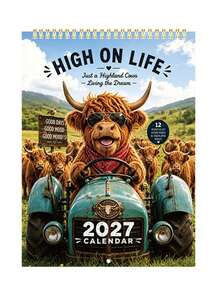 2027 Calendar Highland Cow Theme 12 Unique Exquisite Monthly Planner Schedule Display Board Home Indoor Decor Accessory Birthday Gift Christmas Gift New Year Gift - Multiple Styles - View 1