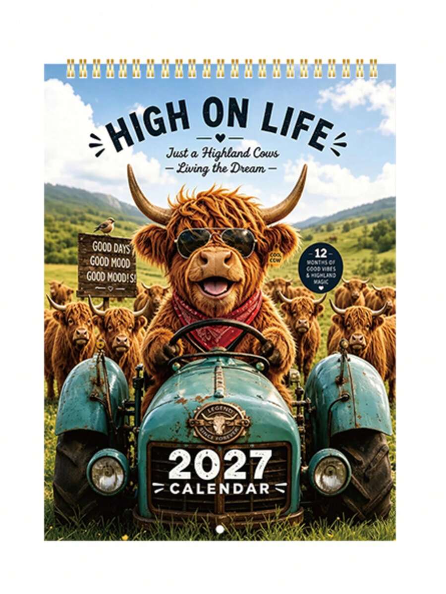 2027 Calendar Highland Cow Theme 12 Unique Exquisite Monthly Planner Schedule Display Board Home Indoor Decor Accessory Birthday Gift Christmas Gift New Year Gift - Multiple Styles - View 1
