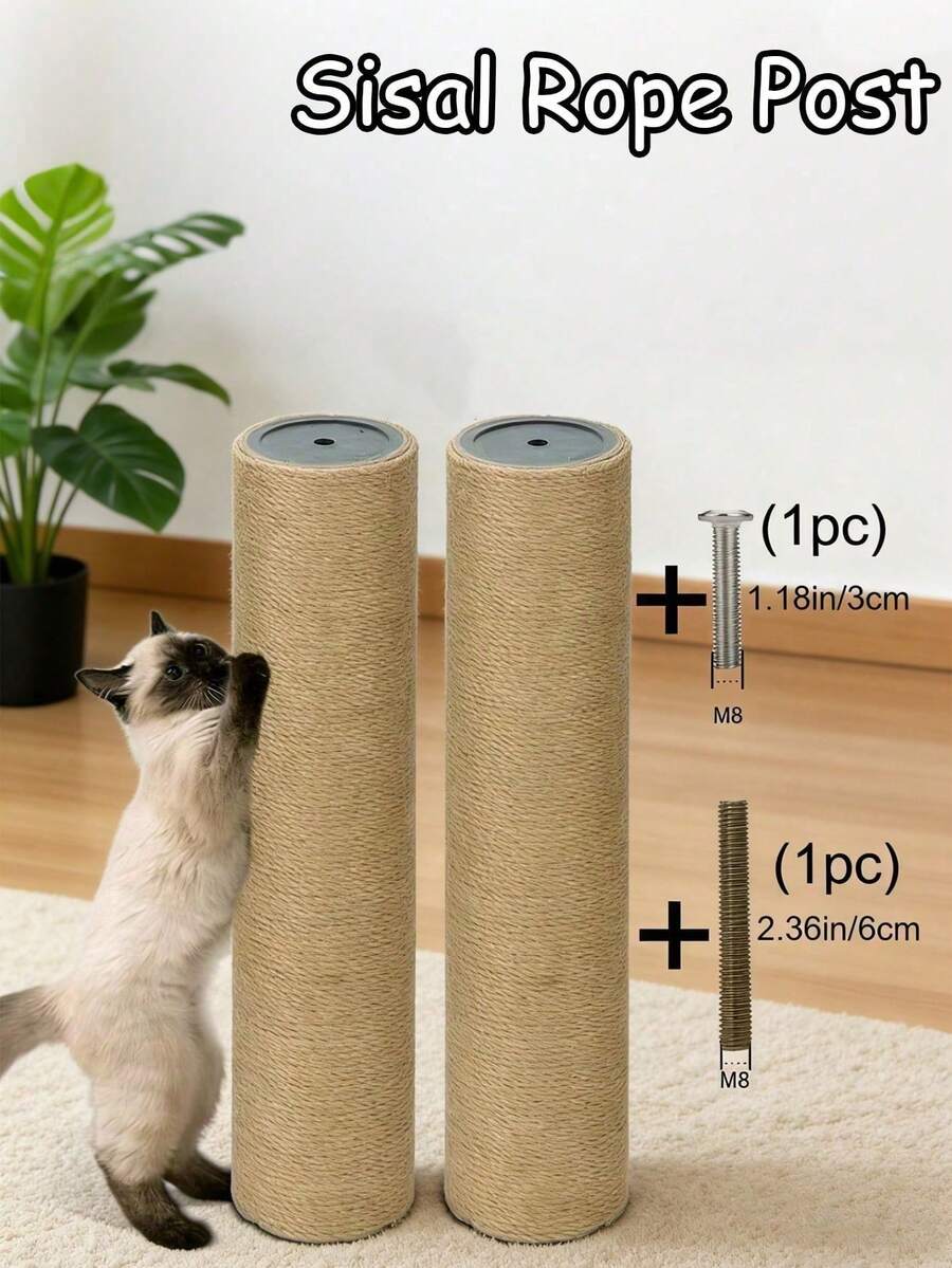 Sisal Rope Posts, Cat Scratch Pole Replacement Rods, DIY Cat Scratch Tree Sisal Material. Sisal Rope Columns, Cat Scratch Pole, Vertical Pole, Cat Toy, Suitable For Cats Who Love To Scratch And Chew - Yellow - View 1