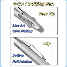 1/3/5pcs 4-In-1 Dotting Tool Pen - Multi-Head Nail Art Tool, Suitable For Painting, Detail Embellishment, Dotting And Rhinestone Inlay, Salon And DIY Use, Nail Art Tool, Nail Art Accessory Gripping Tool, Common Pen For Nail Artist Drawing Circles, Multi-Function Nail Art Pen - Multicolor - View 4