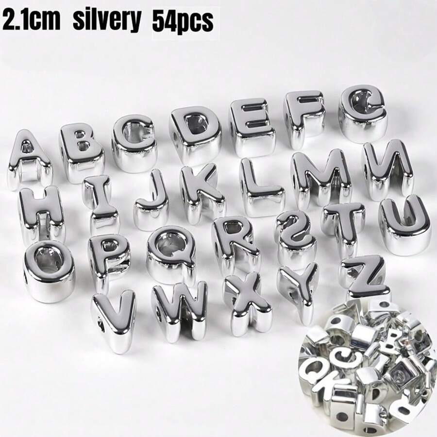 Large Beads. 54pcs, Silver/Gold. Very Suitable For Making Bracelets, Necklaces, Pendants And Other Decorations, With A Delicate And Interesting Style, As Well As Backpacks And Other Decorations.